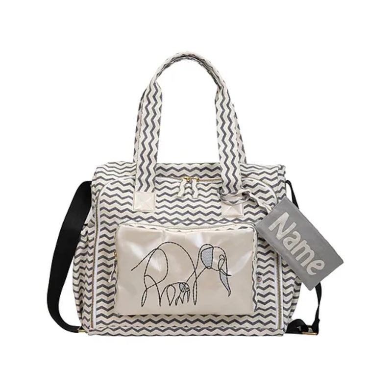 Mi Dulce An’ya Organic Canvas Elephant Printed Diaper Bag – Grey
