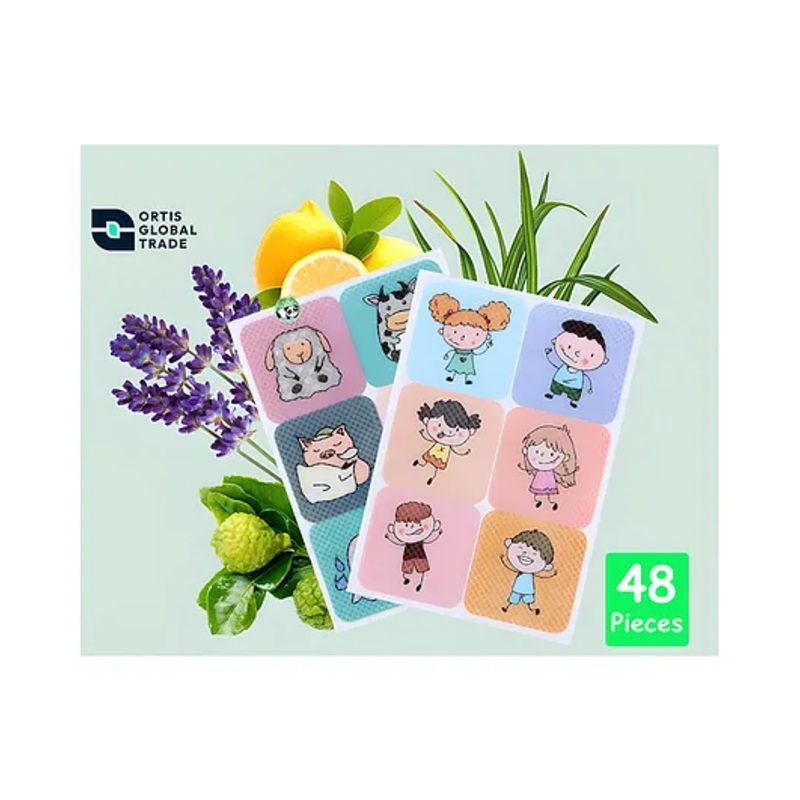 Ortis Waterproof Natural Mosquito Repellent Sticker – 48 Pieces (Colour & Print May Vary)