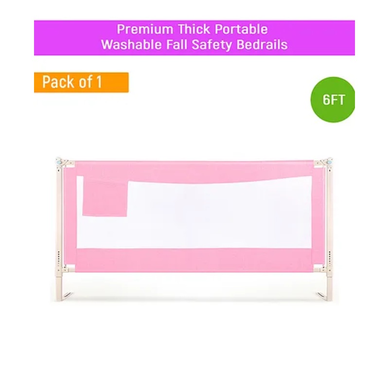 Safe-O-Kid Plain Washable Bed Rail Guard – Pink