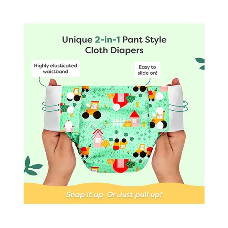 SuperBottoms UNO Cloth Diaper Pants (9kg-17kg) | Pull-up diaper pants | Super Absorbent | Washable & Reusable 300+ times | Comes with a Dry Feel Magic Pad | CPSIA Certified | Farmy Bummy