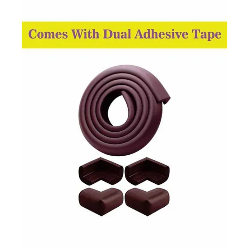 Syga Baby Safety 4 Corner Guard & 1 L Shape Edge Guard With Strong Tape – Brown