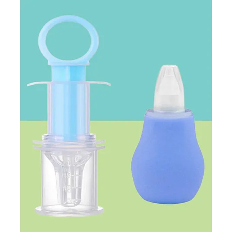 The Cheeky Kidzz Multi-Functional Baby Smart Medicine Dropper And Baby Nose Suction Aspirator Congestion Relief Teether (BLUE)