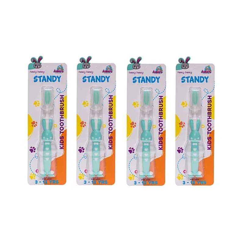 Adore Standy Kids Toothbrush With Safety Case Pack of 4 – Green