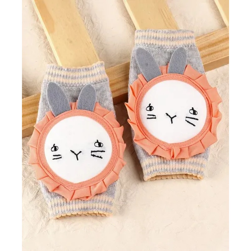 Baby Elbow & Knee Pads Bunny Applique – Grey Peach