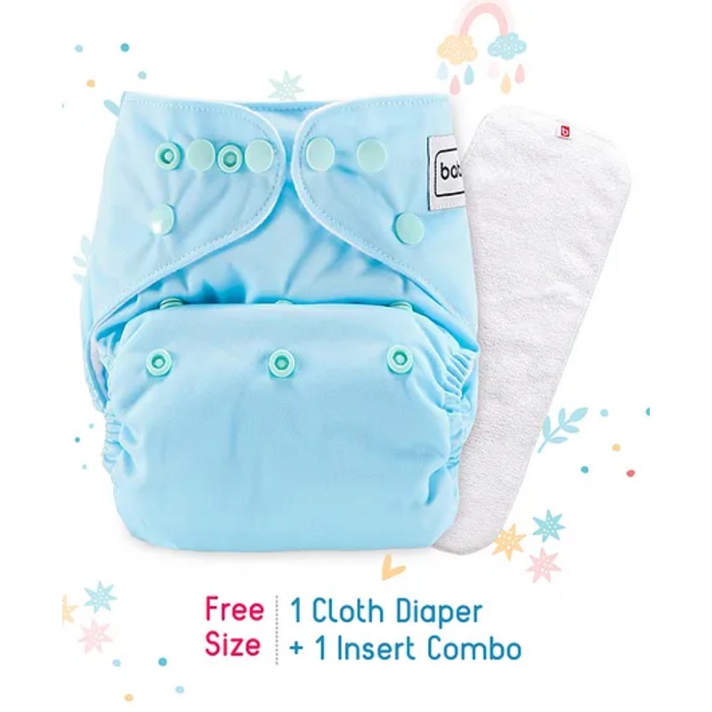 Babyhug Free Size Reusable Cloth Nappies With Insert – Blue