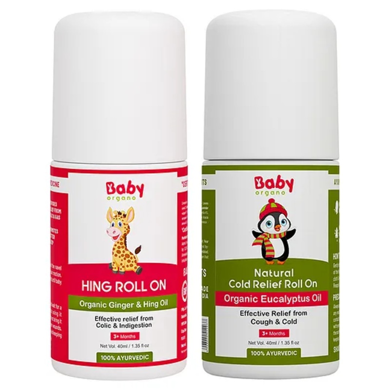 BabyOrgano Combo Of Hing & Natural Cold Roll On Pack Of 2 – 40 ml each