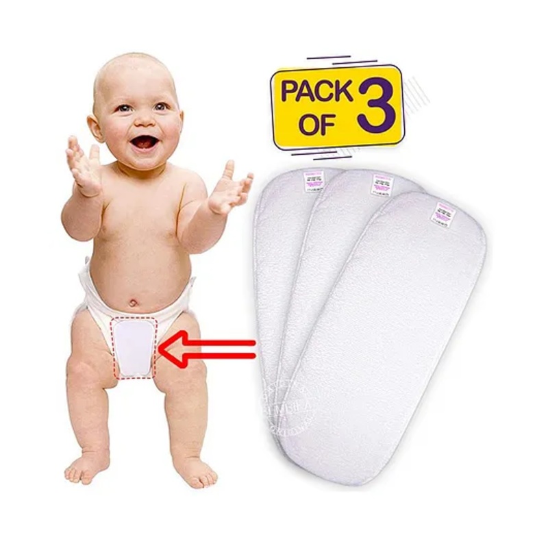 Bembika 3-Layer Cotton Nappy Inserts Pack of 3 – White
