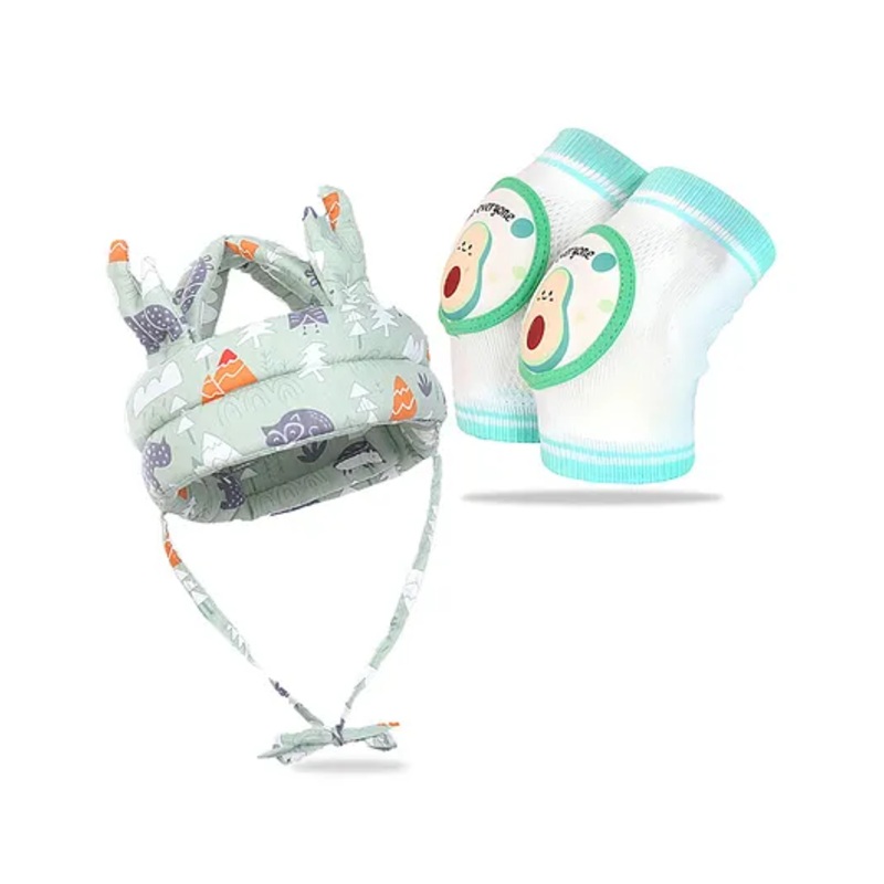 Bembika Baby Head Protector And Baby Knee Pads For Crawling & Elbow Safety Protector Combo Pack – Sea Green