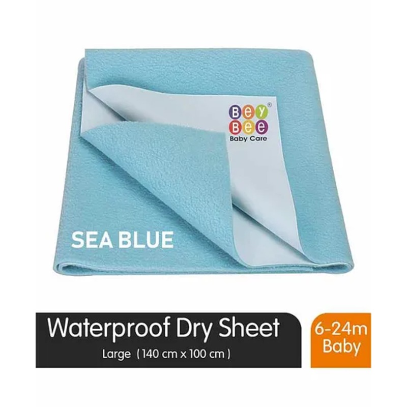 BeyBee Waterproof Rubber Sheet, Large – Sea Blue