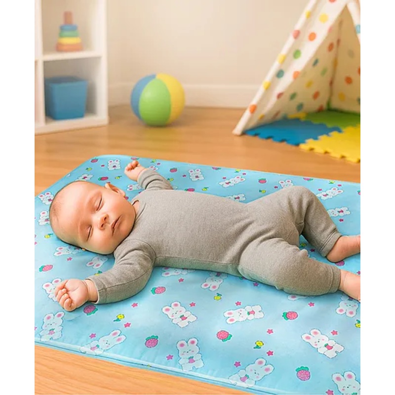 Diaper Changing Mats With Bunny & Elephant Print – Light Blue & Yellow
