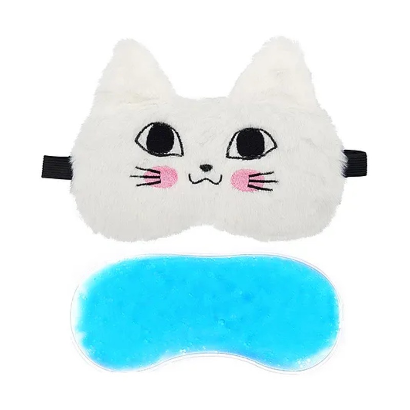 Jenna Fur Tomcat White Cute Sleeping Eye Mask With Cooling Gel