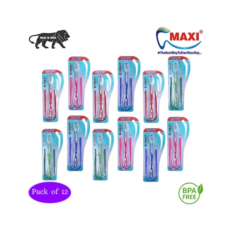 MAXI Expert Toothbrush Oral Hygiene Kit Pack of 12 – Multicolor