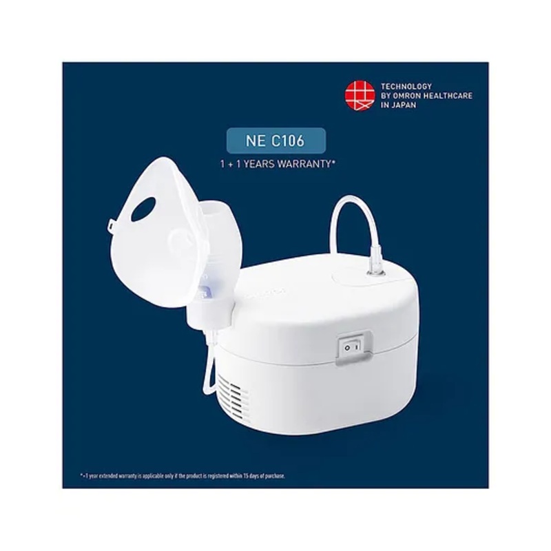 Omron Ultra Compact & Low Noise Compressor Nebulizer For Child & Adult – White
