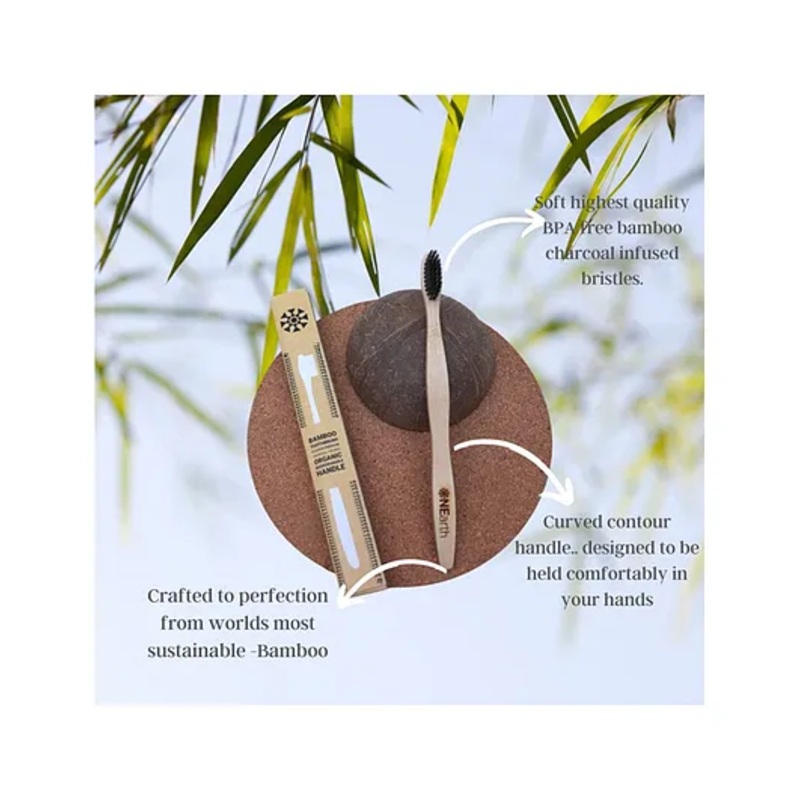 On Earth Bamboo Premium Toothbrush – Pack of 1 Charcoal