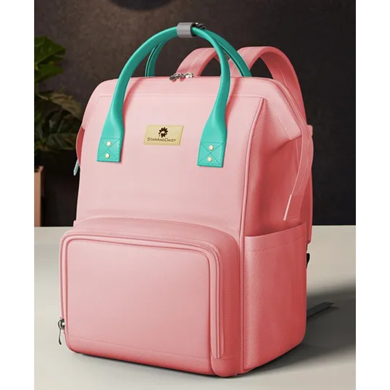 StarAndDaisy Diaper Bag for Mothers with Multi Compartments, Insulated Bottle Pockets, Waterproof, Ultra soft Oxford fabric, 24lt capacity -Pink