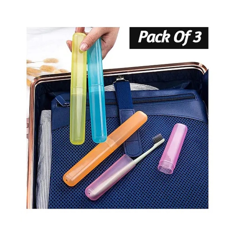 Baby Miniature Travel Toothbrush Case Colour May Vary Pack Of 3