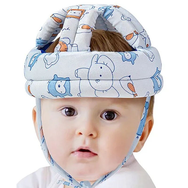 Baby Moo Cushioned Safety Helmet Animal Print – Blue