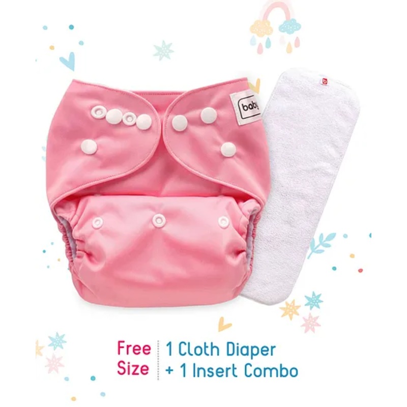 Babyhug Free Size Reusable Cloth Diaper With Insert – Pink