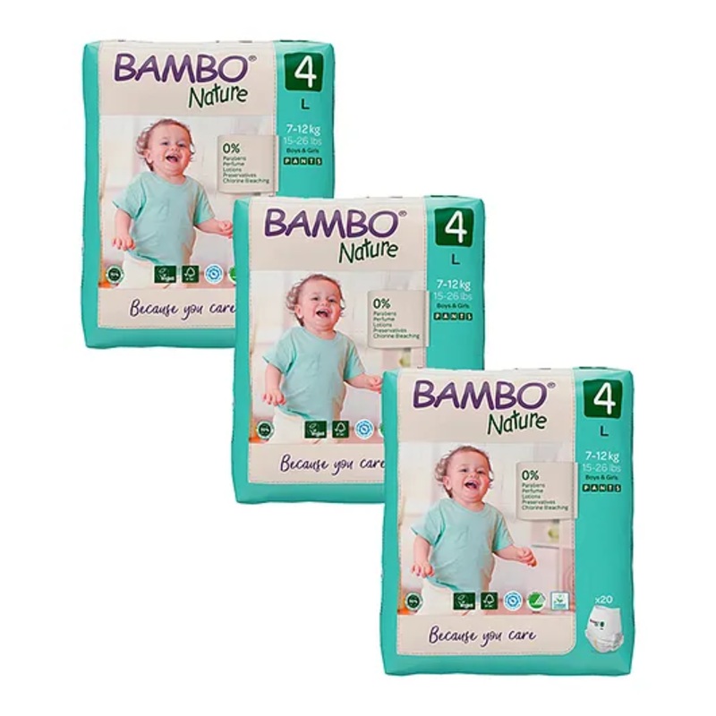 Bambo Nature Eco Friendly Pant Diapers with Wetness Indicator Large Size Pack Of 3 – 60 Pieces
