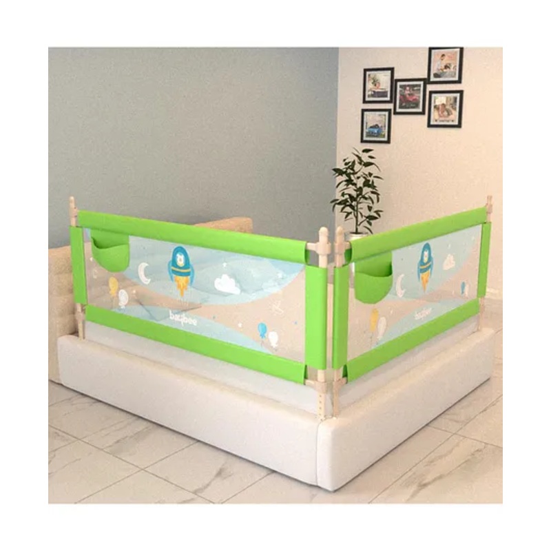 Baybee Bed Rails Guard for Baby Kids Safety with Adjustable Height – Green