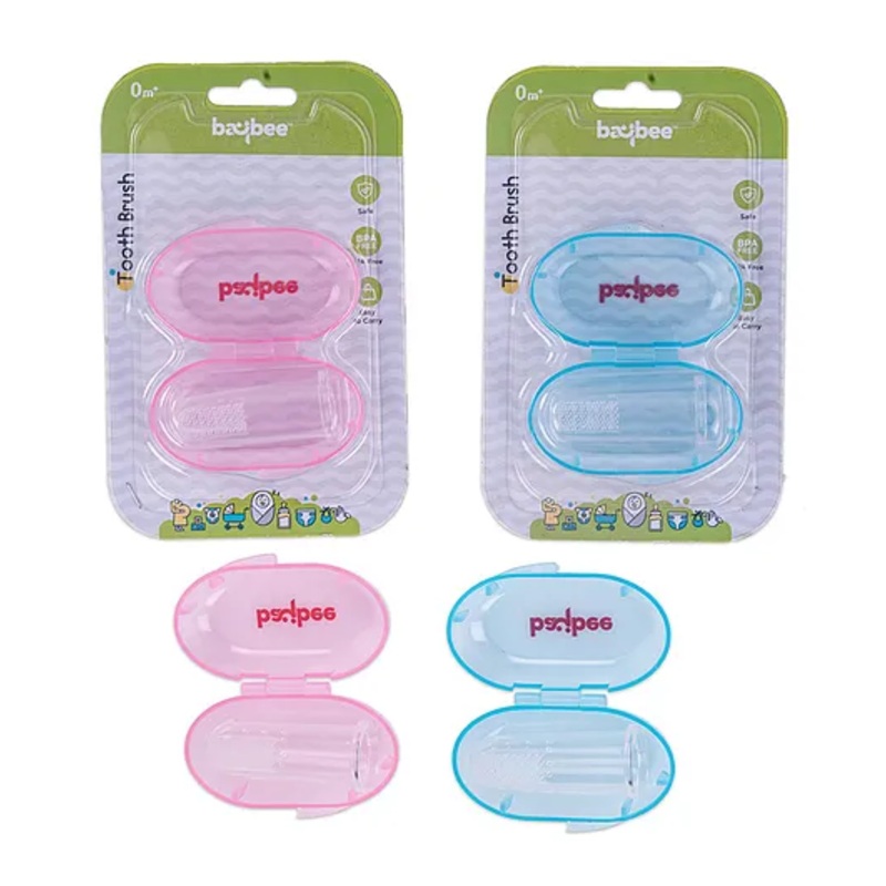 Baybee Silicone Baby Finger Toothbrush, Food Grade Silicon Kids Toothbrush with Case for Easy Cleaning, Soothing Gums & Oral Hygiene (Pack of 2)