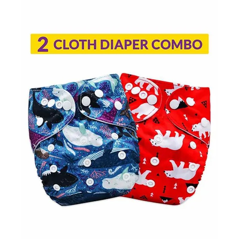 Bembika Reusable Cloth Diapers Multi Print Pack of 2 – Blue Red