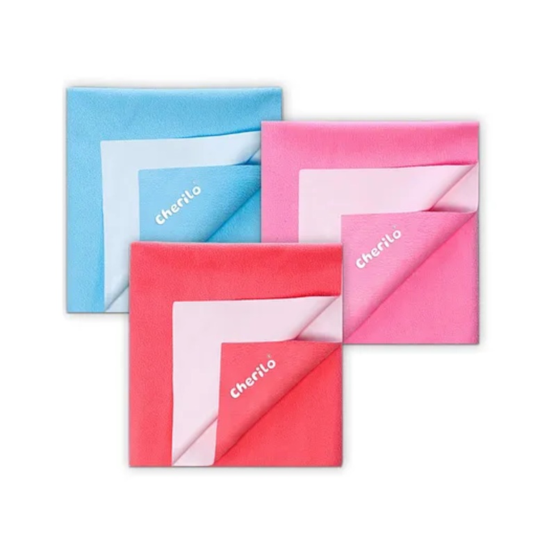 Cherilo Waterproof Reusable Baby Dry Sheet Small Pack of 3 -Pink & Sky Blue
