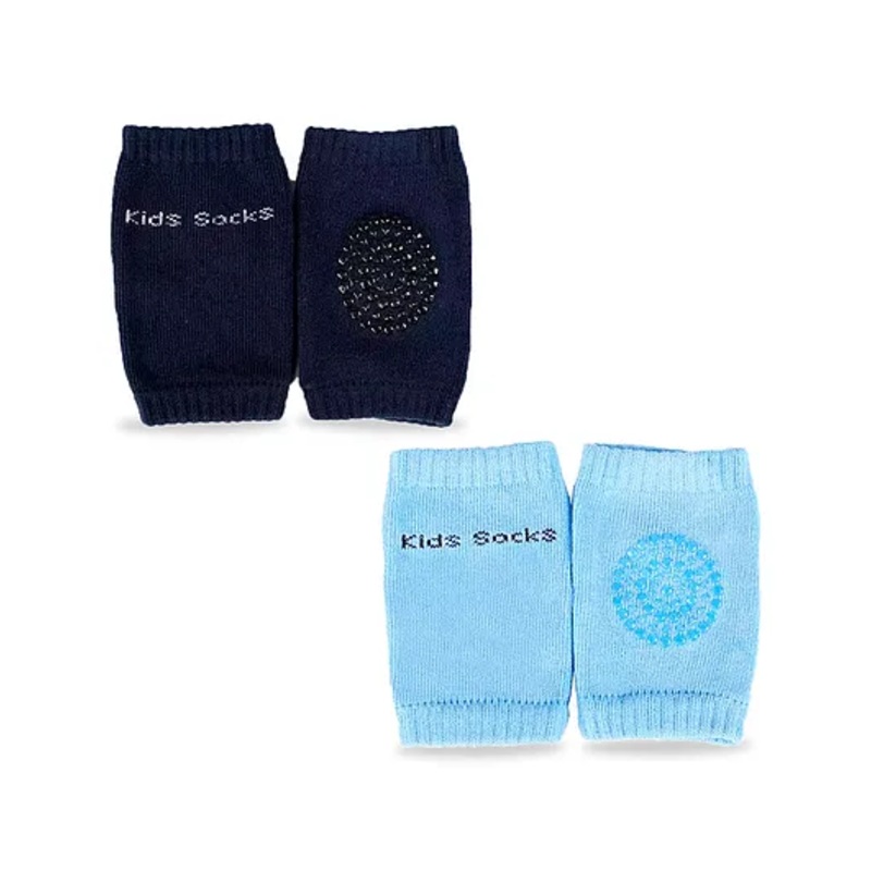 Chinmay Kids Knee Pads with Anti-Slip Padded Stretchable Elastic Cotton Soft Comfortable Pack of 2 -Dark Blue & Sky Blue