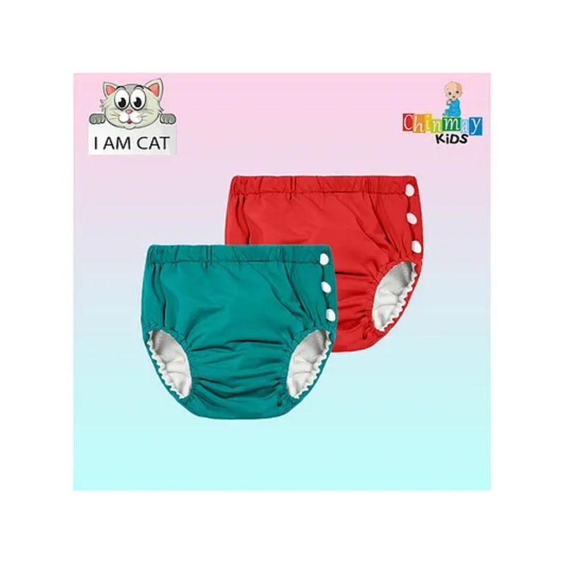 Chinmay Kids Reusable Swimwear Diaper Pants Set Of 2 – Green & Red