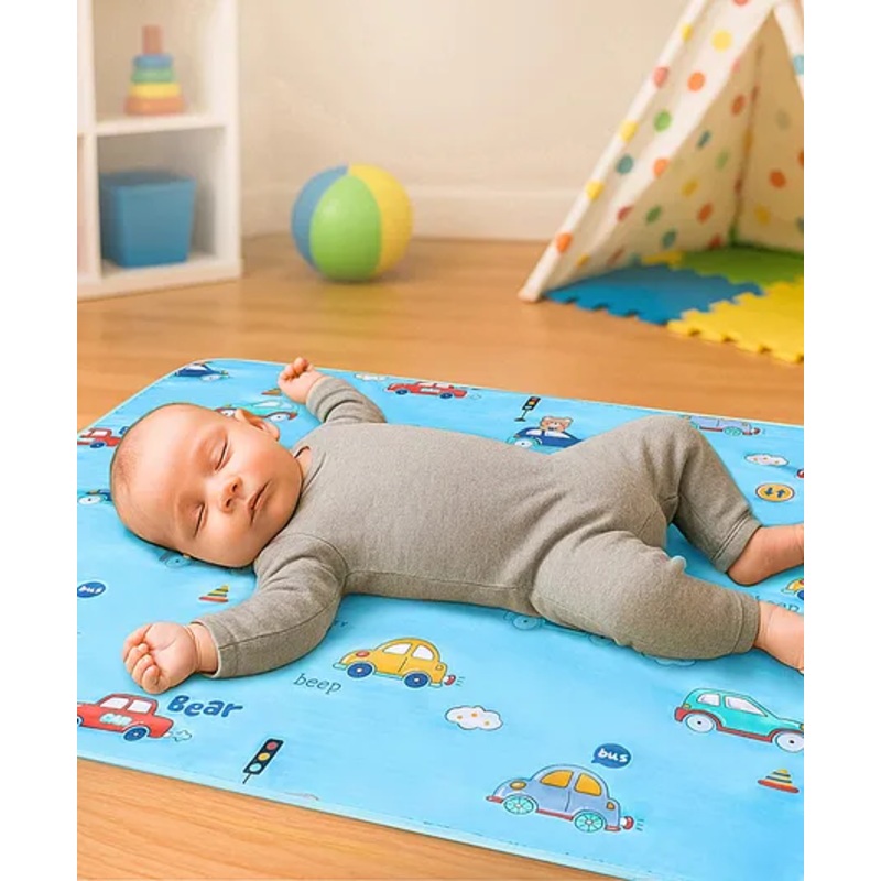 Fab N Funky Cotton Diaper Changing Mats Pack of 2 With Bunny Print – Light Blue