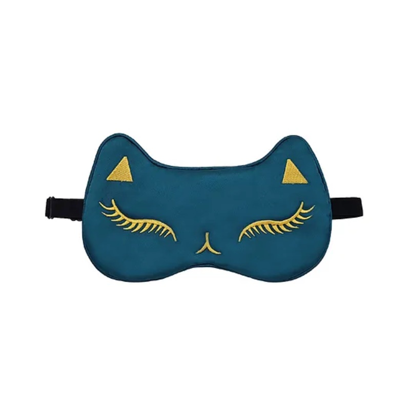 Jenna Silk Feline Face Sleeping Eye Mask – Dark Green