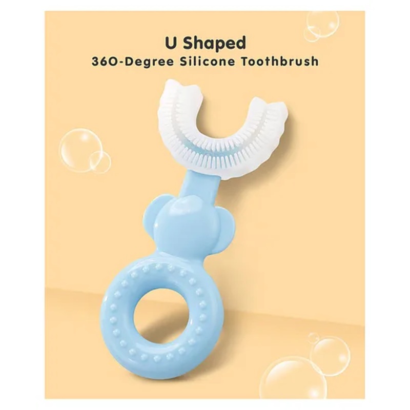 Joy Buzz Soft Baby U Shaped Toothbrush for Kids, BPA Free Baby Training Toothbrush Set with Soft Bristles & Easy Grip, Baby Kids Toothbrush, Infant Baby Brush Toothbrush Set (Blue)