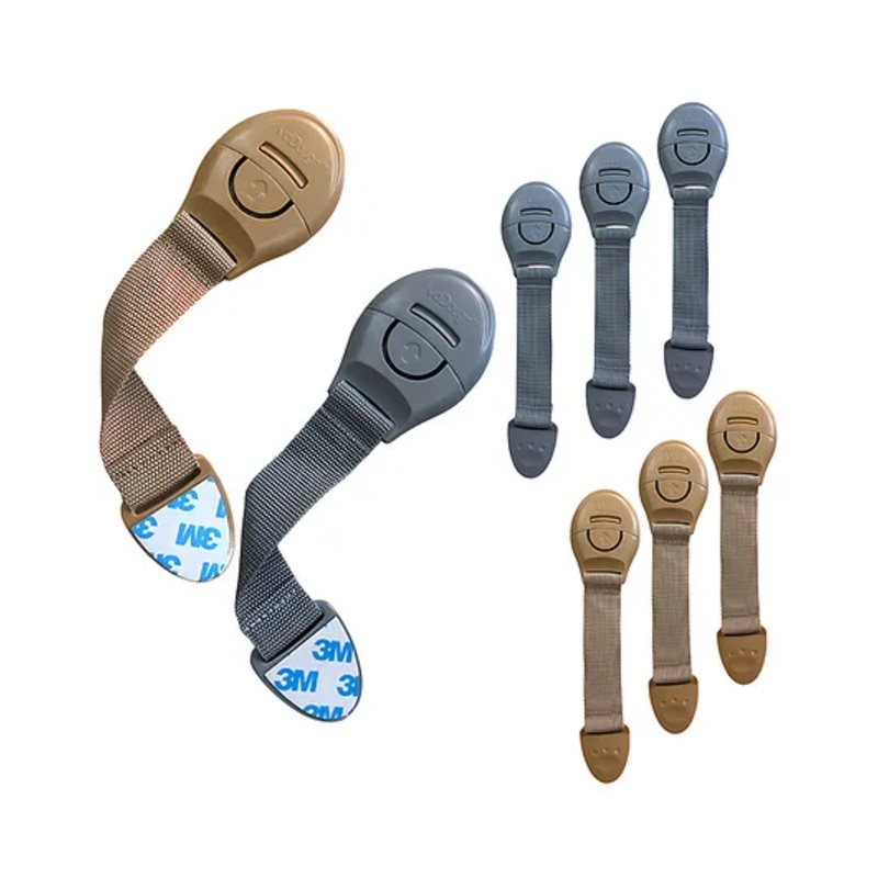 KidDough Furniture Safety Locks for Kids – Pack of 4 Beige + 4 Grey Locks, Child Safety Locks for Drawers, Cabinets, Fridge, Cupboard Lock, Strong and Adhesive Safety Locks