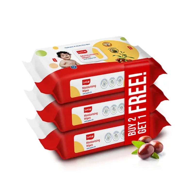 Luv Lap Paraben Free Moisturizing Baby Wipes with Jojoba Oil Buy 2 Get 1 Free Pack of 3 – 216 Wipes