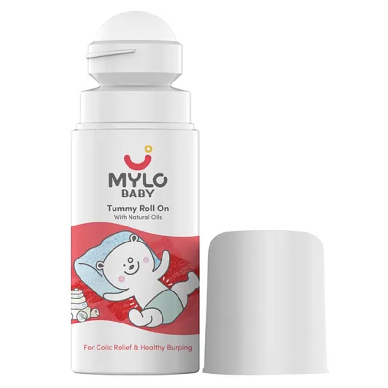 Mylo Care Natural Baby Tummy Roll On with Hing Saunf & Pudina for Indigestion Colic and Gas Relief Made Safe Australia Certified Toxin Free No Silicones Parabens & Mineral Oil- 40 ml