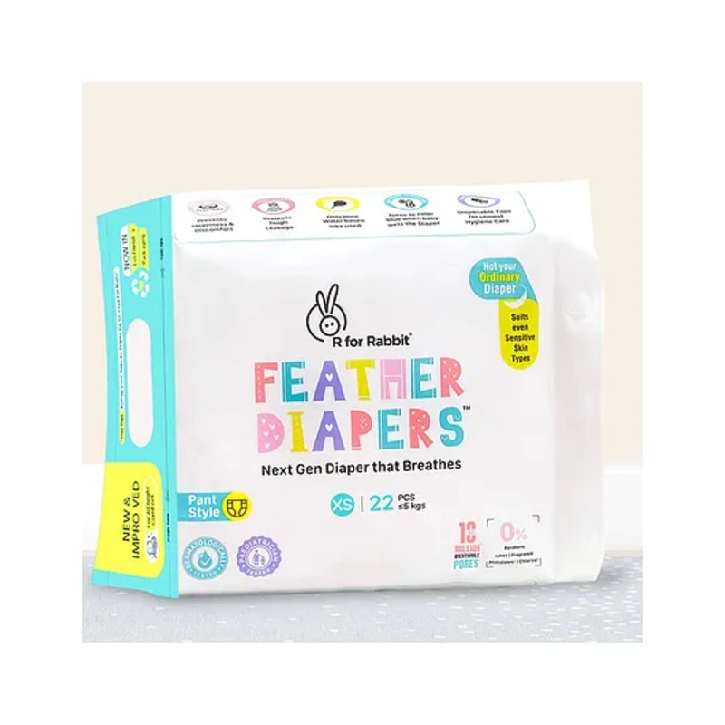 R for Rabbit XS New Born Premium Feather Diaper Pant Style for Baby 0 to 5 kgs (22 Combo Pack Offer)