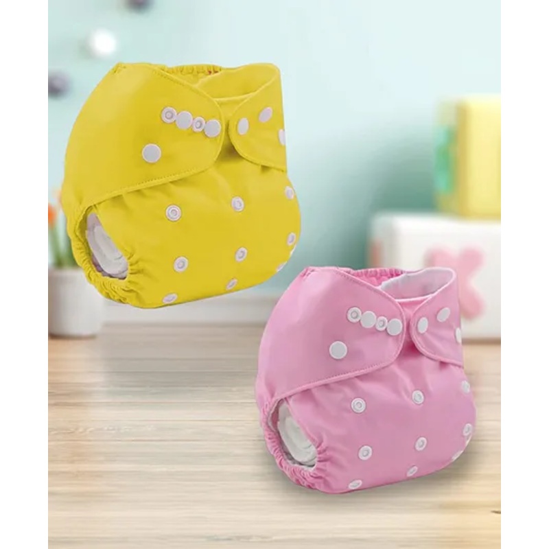 Sparkle Joy Free Size Reusable Cloth Diaper Without Insert Pack Of 2 – Yellow & Pink