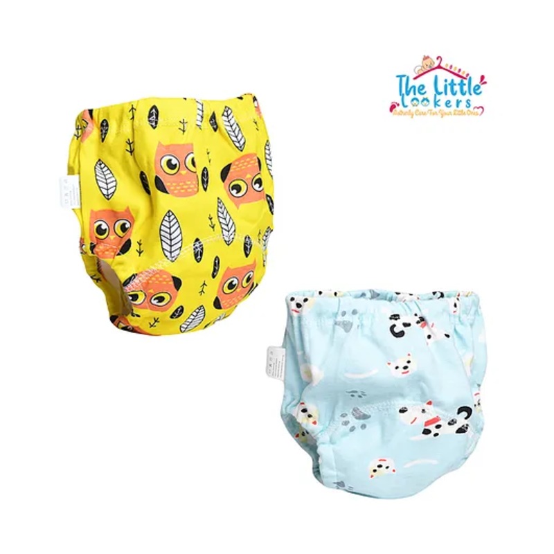 THE LITTLE LOOKERS Potty Training Pants for Babies I Reusable & Waterproof Pull up Underwear | Cloth Diaper for Babies-Yellow & Blue – Large (2 Year – 3 Years) (Pack of 2)