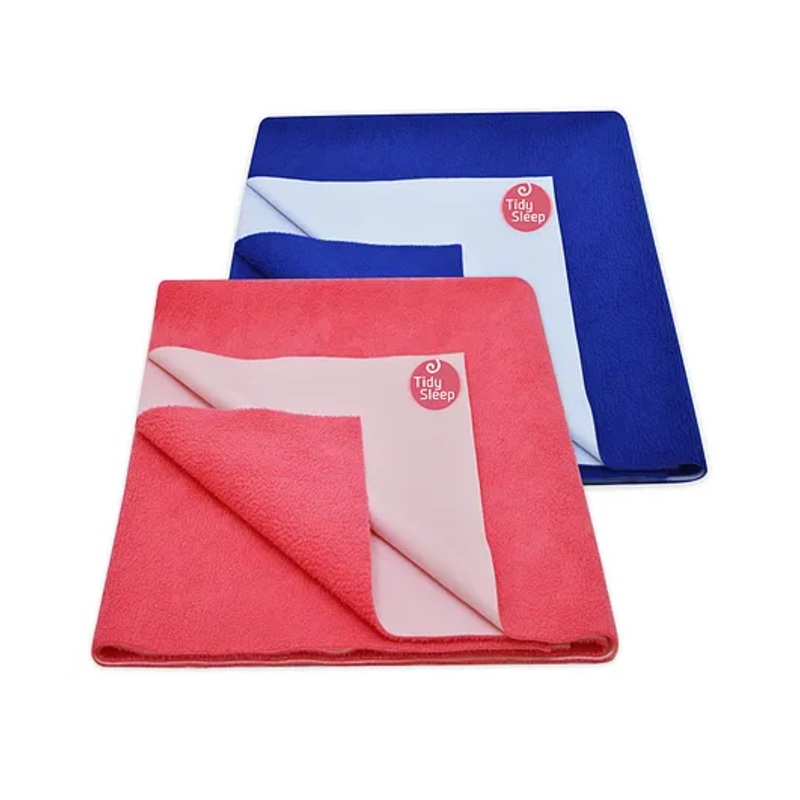 TIDY SLEEP Ultra Absorbent Baby Dry Sheets & Bed Protector Large Pack of 2 – Hot Pink Royal Blue