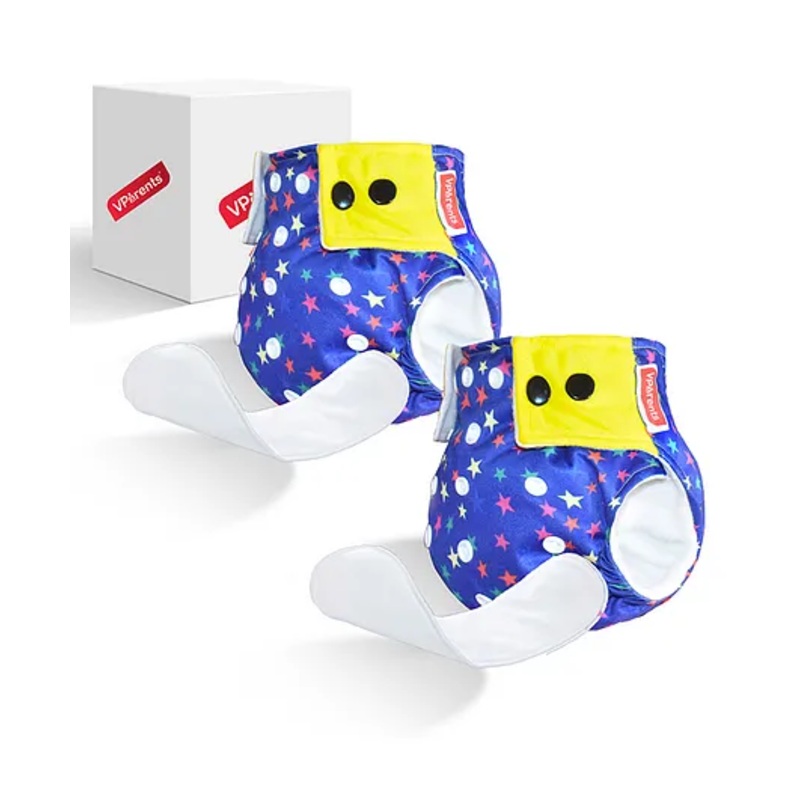 VParents Reusable and Adjustable Cloth Diapers with Ultra Absorbent Inserts Pack of 2 – Dark Blue