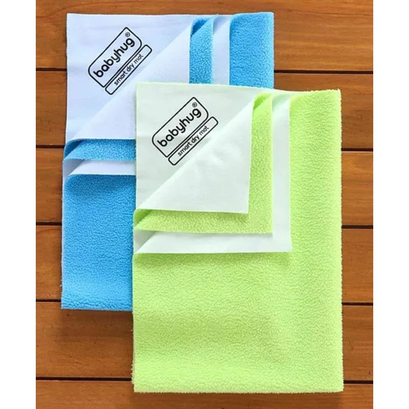 Babyhug Smart Dry Bed Protector Sheet Pack of 2 Large – Blue Green