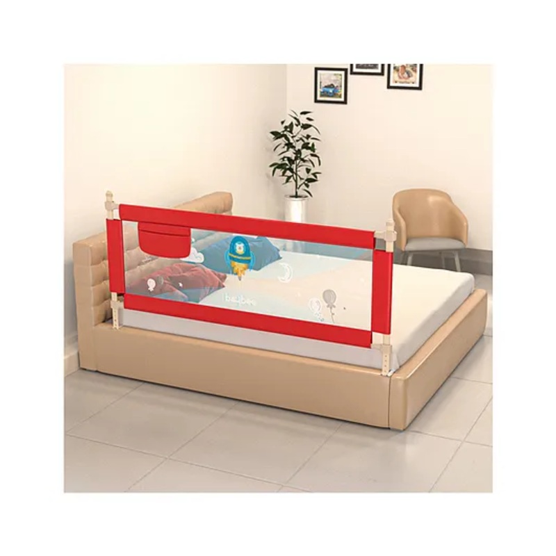BAYBEE Baby Bed Rails Guard Barrier for Baby Kids Safety, Foldable Bed Rail Falling Protector Fence with 7 Adjustable Height (180×63 cm, Red) – (Color & Design May Vary)