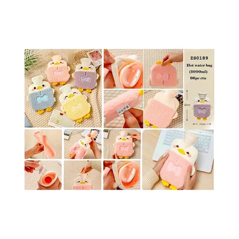 COMERCIO Hot Water Bag with Cute Cartoon Design Soft Cover for Pain Relief (Color & Design May Vary)