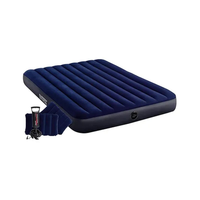 Intex 64765 Intex Air Bed Classic Downy Airbed Dura Beam Standard With Fiber-Tech Technology With Air Pump And 2 Pillow Intex Air Mattress  Multicolor