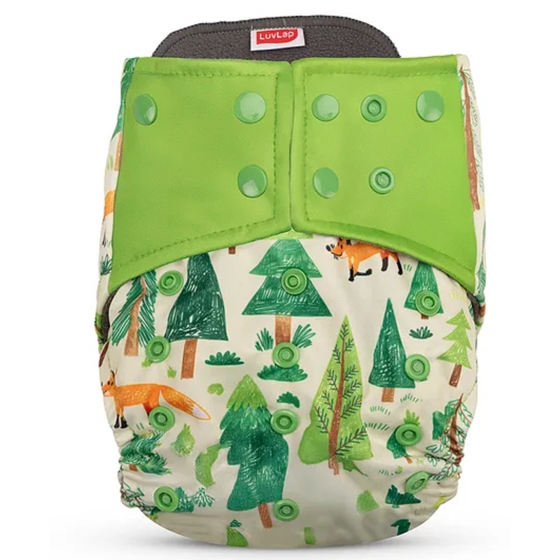 LuvLap Reusable Baby Cloth Diaper, Double Leak Guard, High Absorption, Quick Dry, Stain-Proof Comfort & Protection, Adjustable Waist & Height, Insert  White & Green