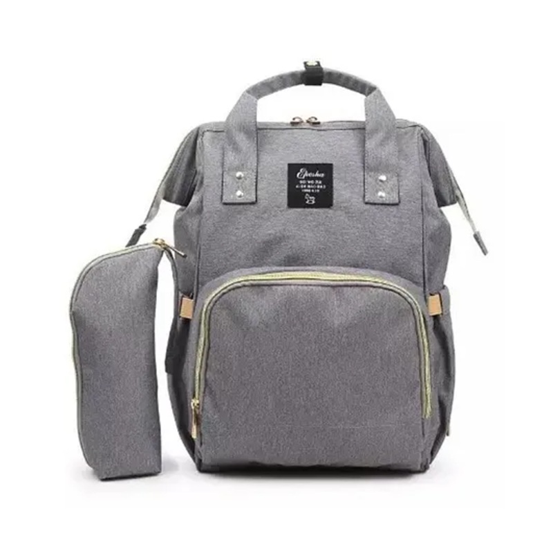 MOMISY Diaper Backpack Bag With Bottle Holder Bag (Light Grey)