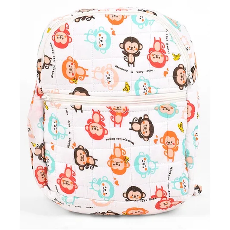 Moms Home Organic Cotton Baby Diaper Backpack Monkey Print – Multicolour