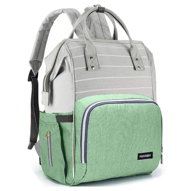 PACKNBUY Diaper Bag Backpack Stylish Stripe Pattern – Green