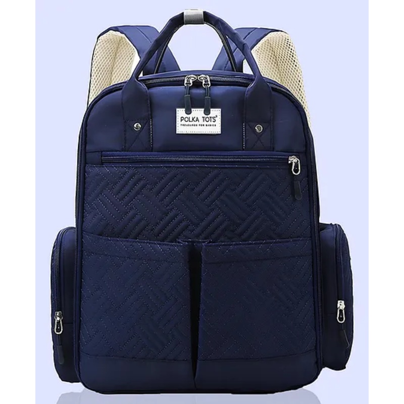 Polka Tots Premium Large Capacity ChicClass Diaper Bag – Multifunctional Travel Diaper BackPack With 10+ Pockets for Parents – Midnight Blue