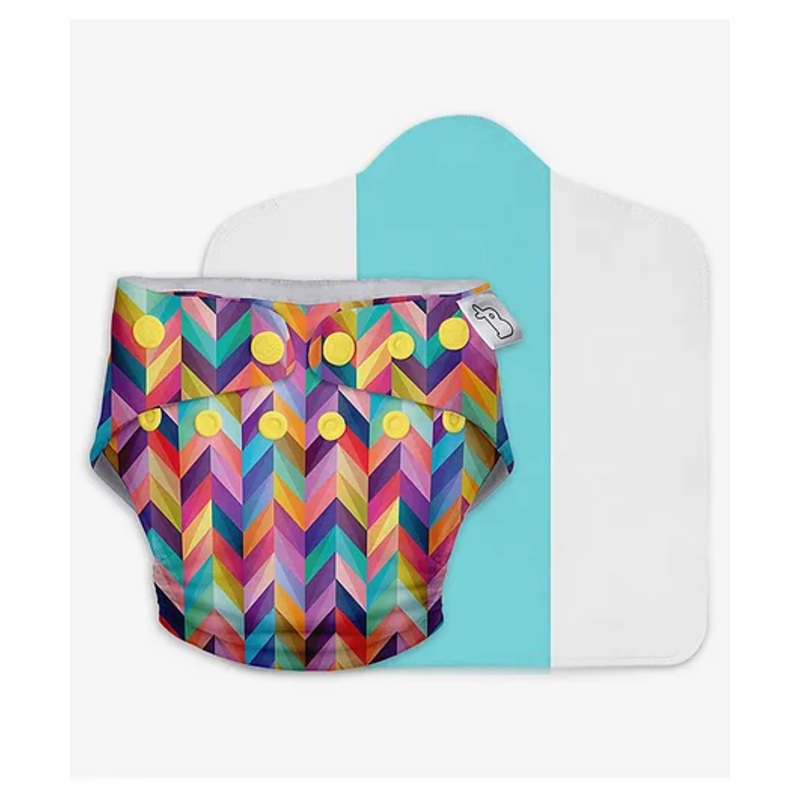 SuperBottoms Freesize UNO Cloth Diaper (3M – 3Y) Reusable with 1 Dry Feel Pad, Absorbs 4-5 Pees – Color Pop